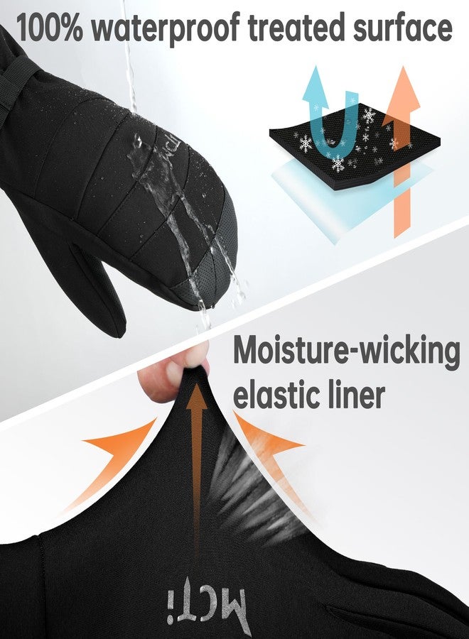 MCTi 2 in 1 Winter Ski Gloves for Men, Waterproof Snowboard Gloves, Thick Ski Mittens & Fleece Glove Liners, 2 Pairs - Image 3